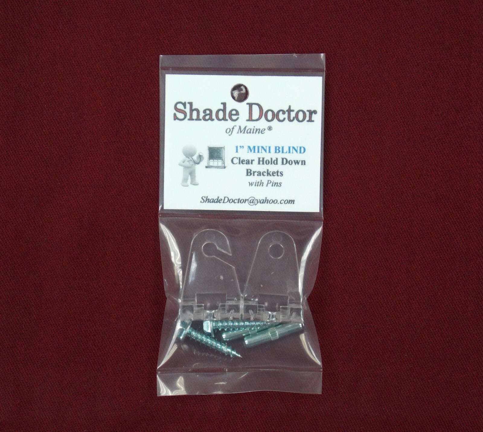 Clear Hold-Down Brackets & Pins for Pleated Shades & Mini Blinds (1-pair)