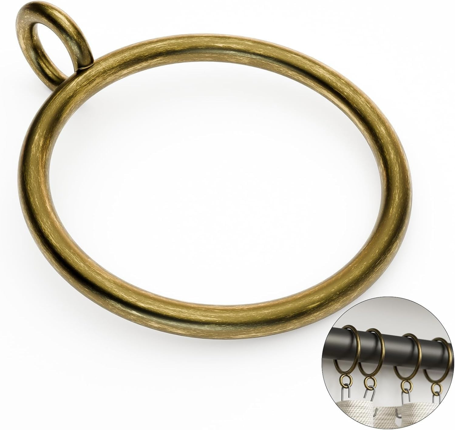 40 Pack Bronze Metal Curtain Rings with Eyelets, 1.75 Inch Inner Diameter Draper