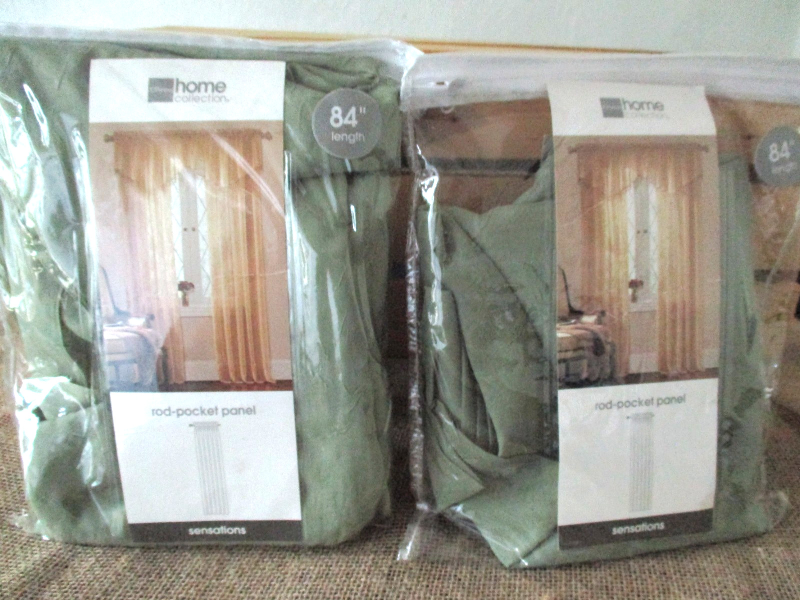 Pennys JCP Home Collection Rod-Pocket Sensations 2 Curtain Panels 84″ Sage Green