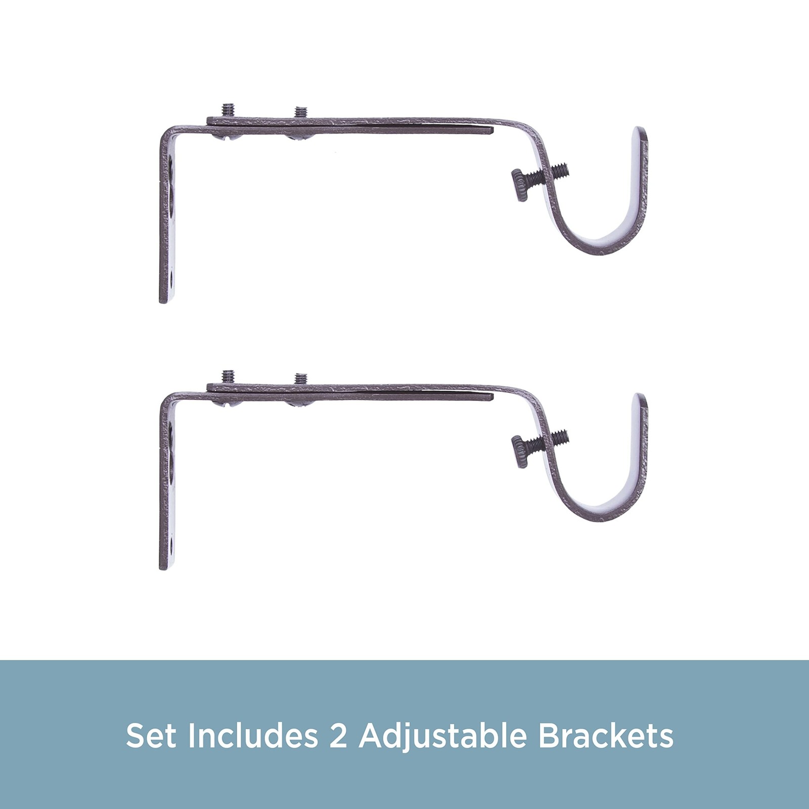 Kenney Adjustable Curtain Rod Brackets, Mocha (2-Pack) For 3/4″ Curtain Rod
