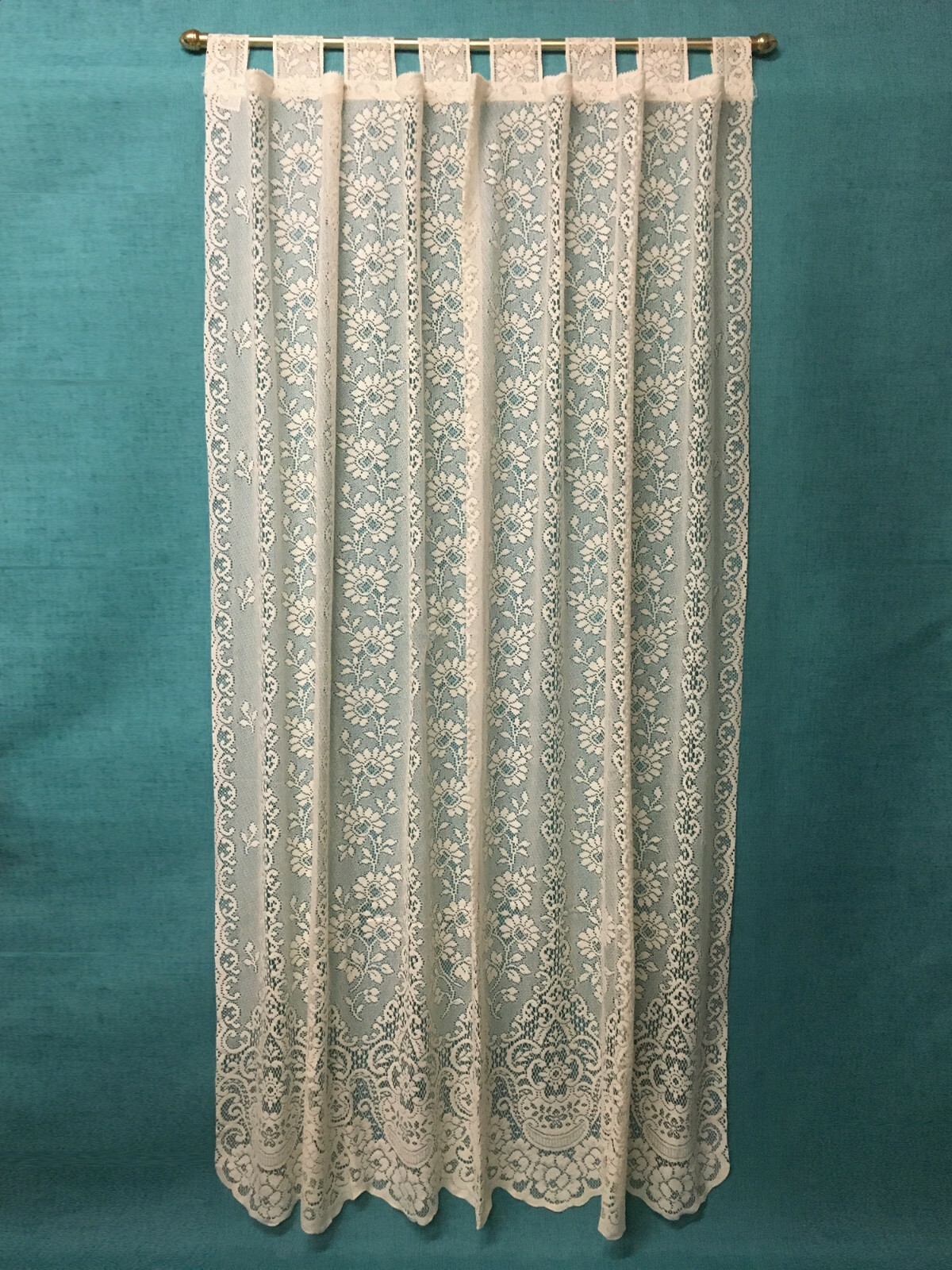 Floret Ivory Cotton Blend Lace Tab Top Window Panel 60″ x 84″ Livingroom Bedroom