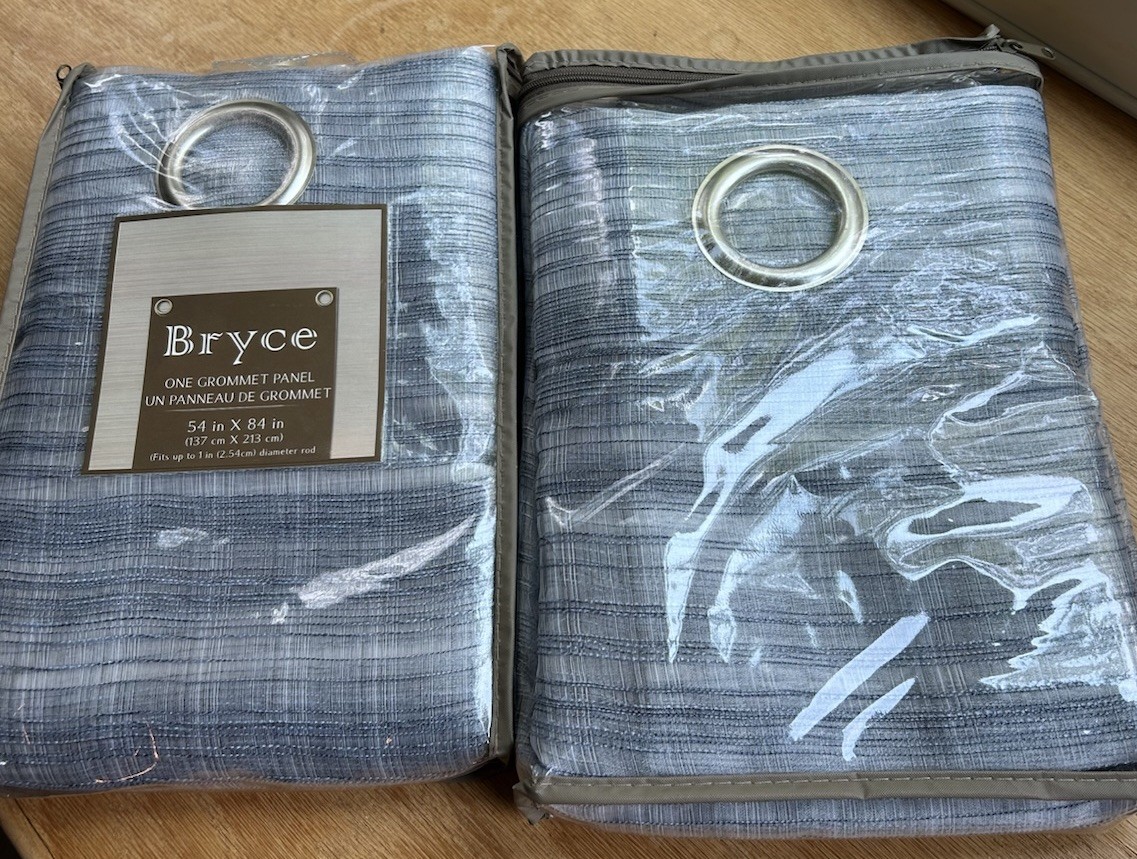 Bryce Blue 2 Grommet Curtain Panels New Open Box Sheer 54 X 84 Ea