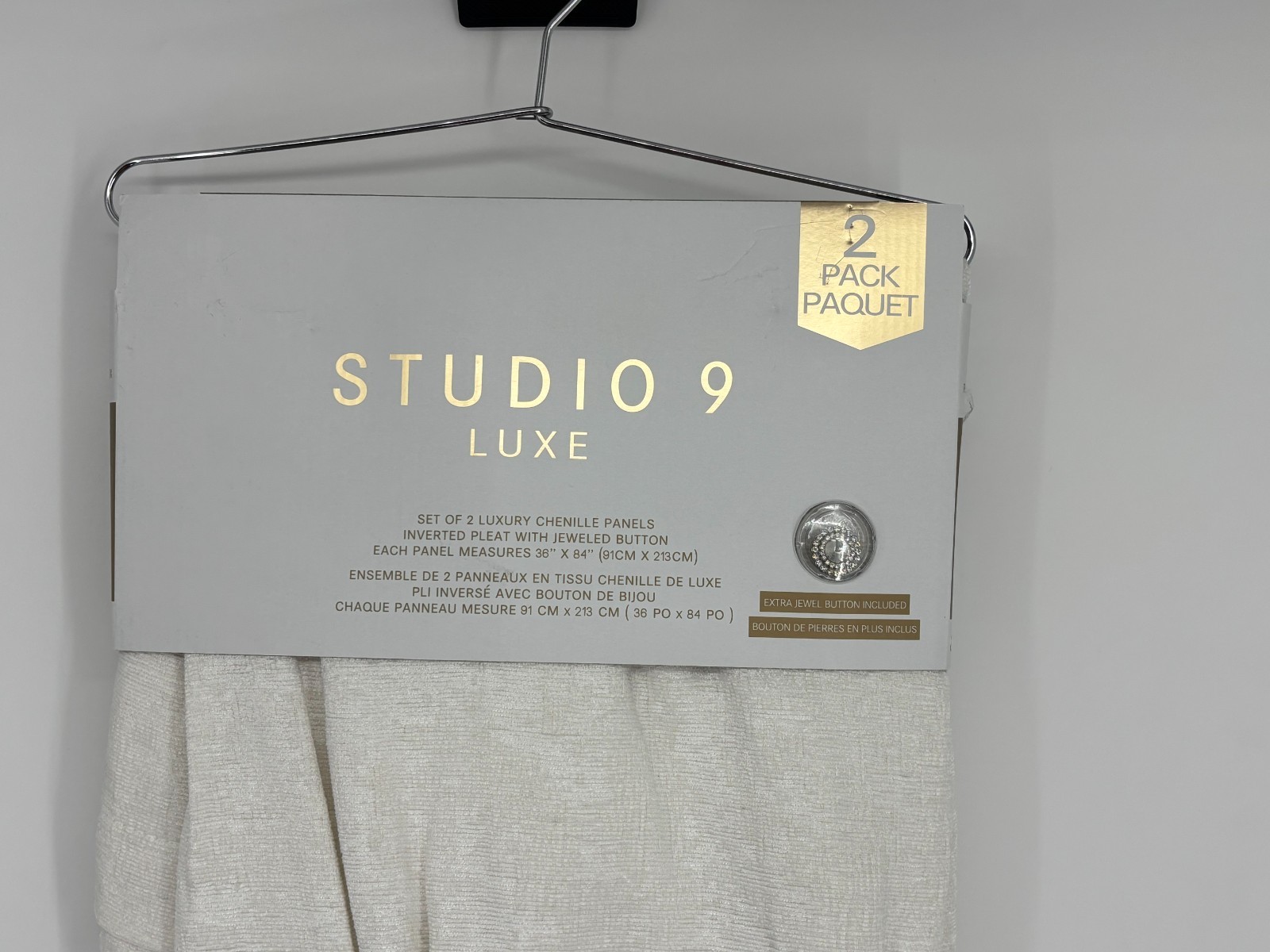 New Studio 9 Luxe 2-Pack Curtain Panels 36″ x 84″ Cream Garda Luxury Chenille