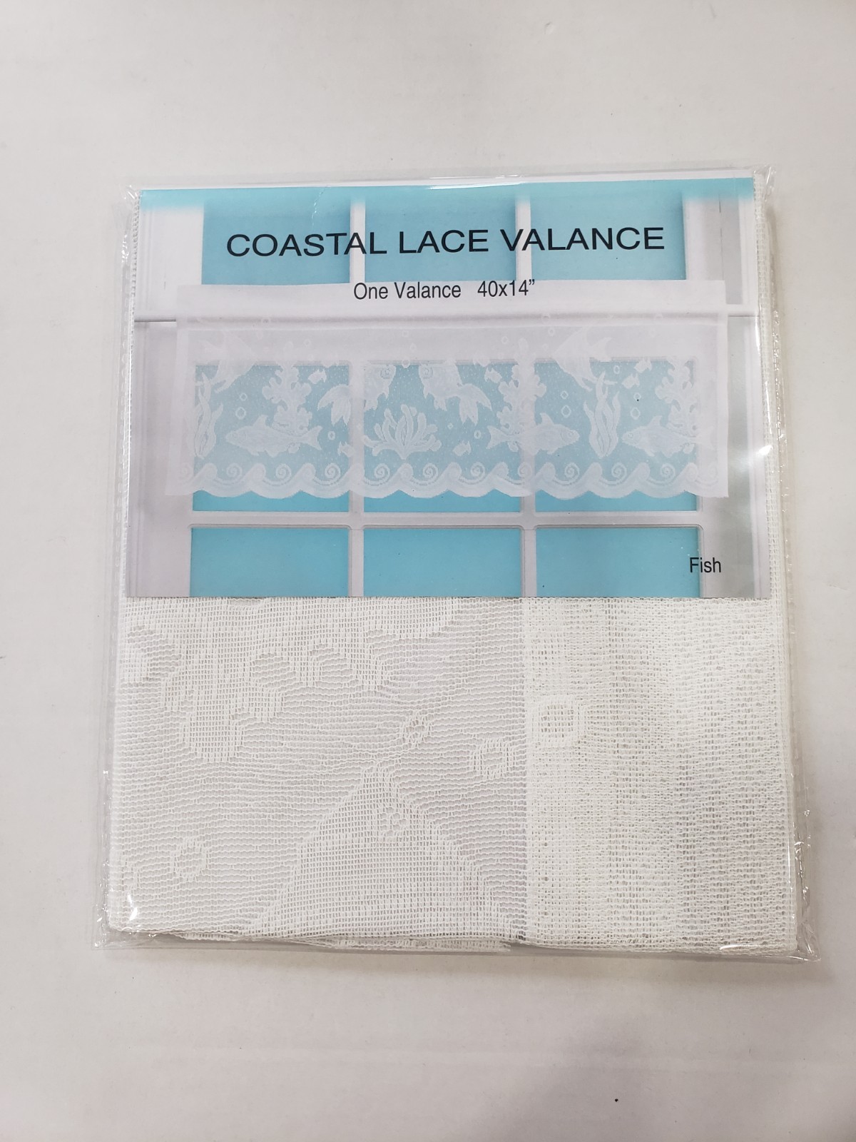 2 Vintage Seascape Coastal White Lace Window Valances by Nantucket New 40×14″