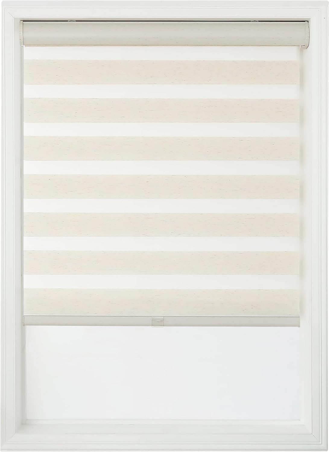 Cordless Zebra Roller Blinds – Light Filtering Duel Mode Fauxlinen Shade Stripes
