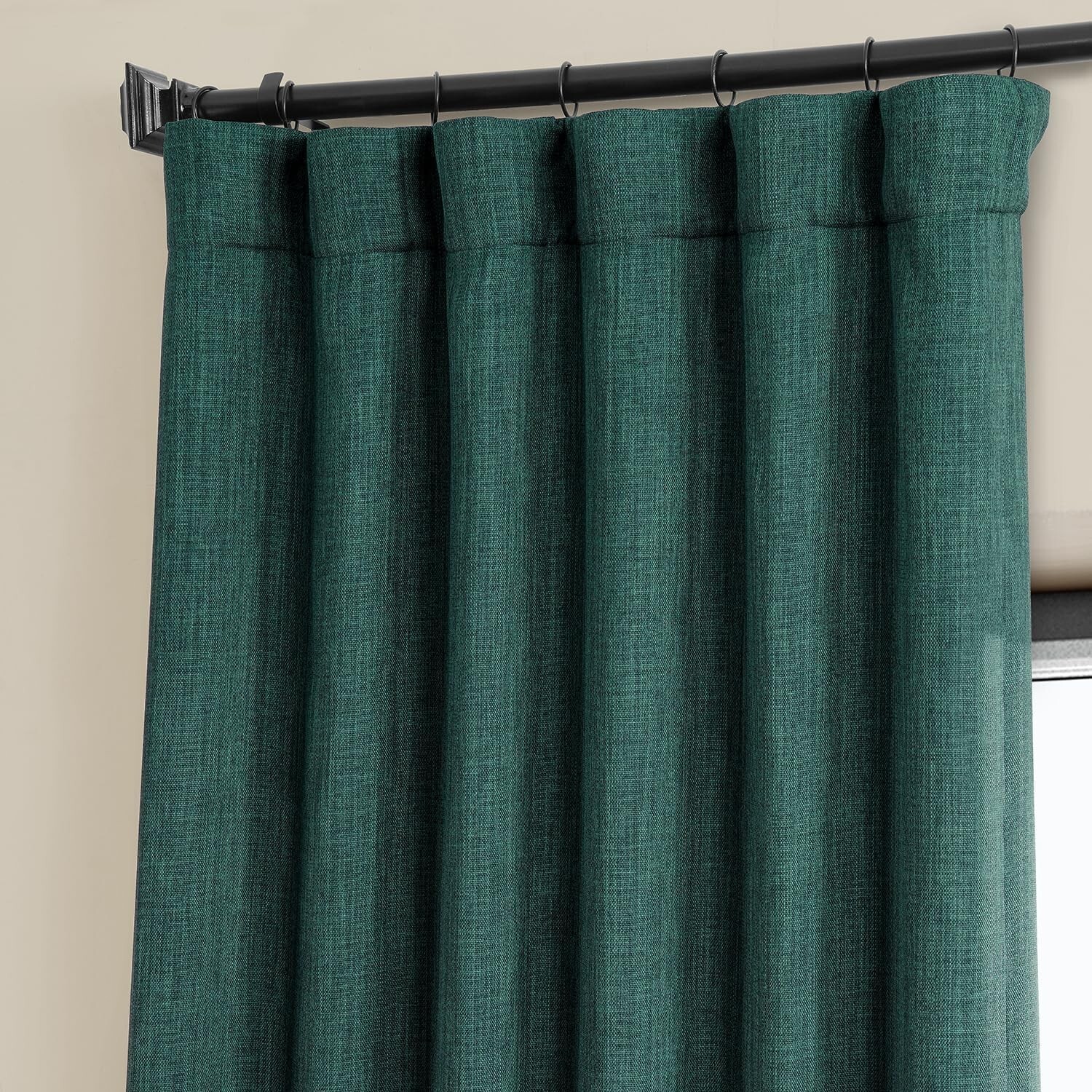 1 Panel Slate Teal 120″L x 100″W Linen Darkening Curtains For Living Room