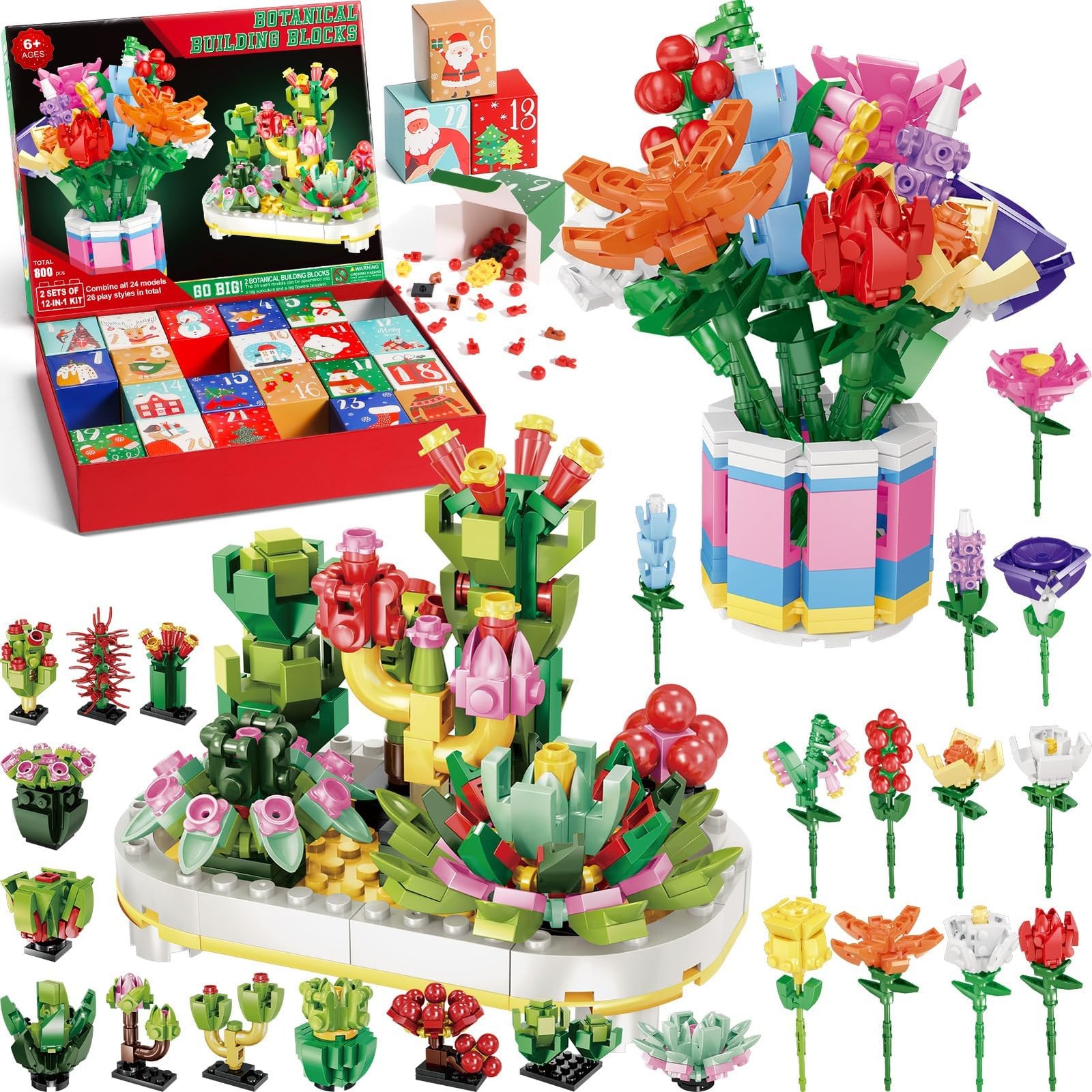 Advent Calendar 2025 for Kids Teens Adults, 24 Days Surprise Botanical Buildi…