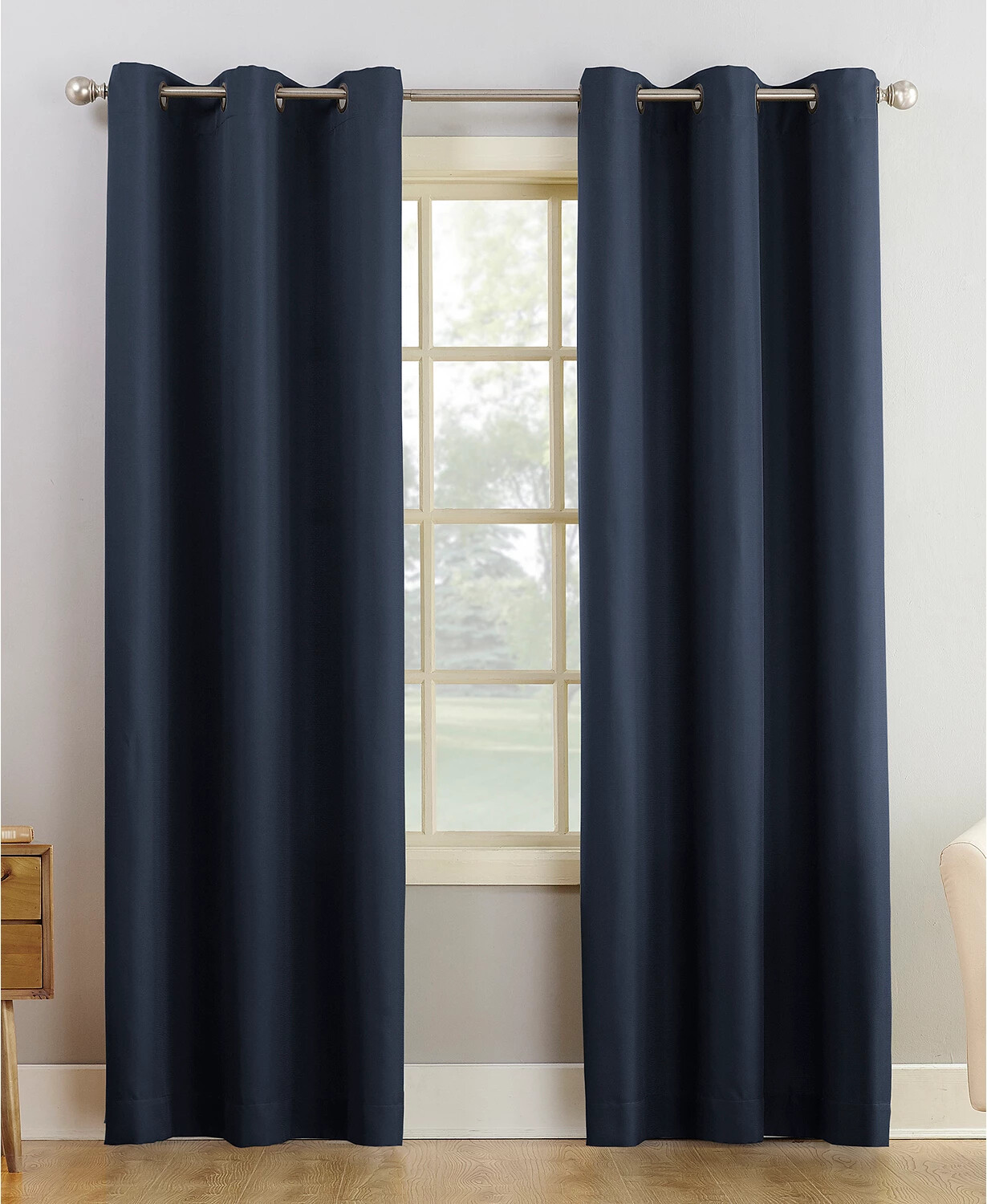 No. 918 Montego Textured Bronze Grommet Top 48″ x 84″ Curtain Panel – Navy