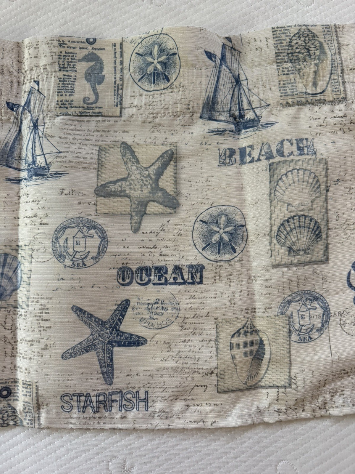 1PC WINDOW CURTAIN VALANCE 60” x 13” nautical starfish beach theme pocket rod