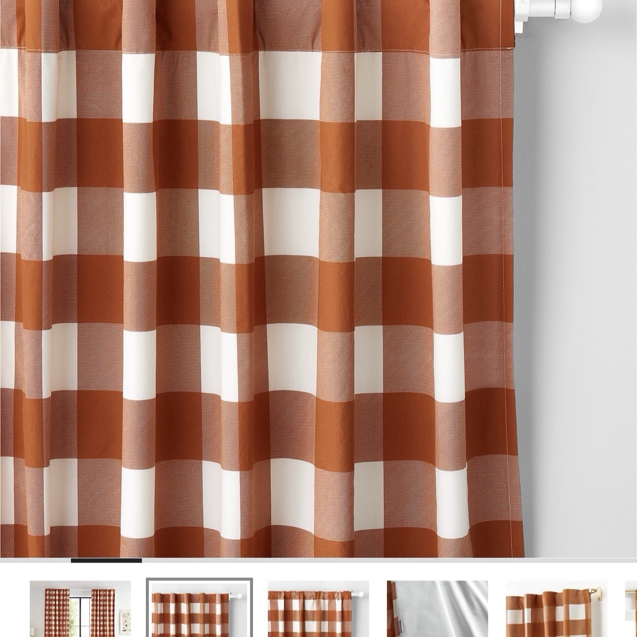 Crate & Kids Terracotta Buffalo Check Blackout Curtain Panels 44×84 Pair