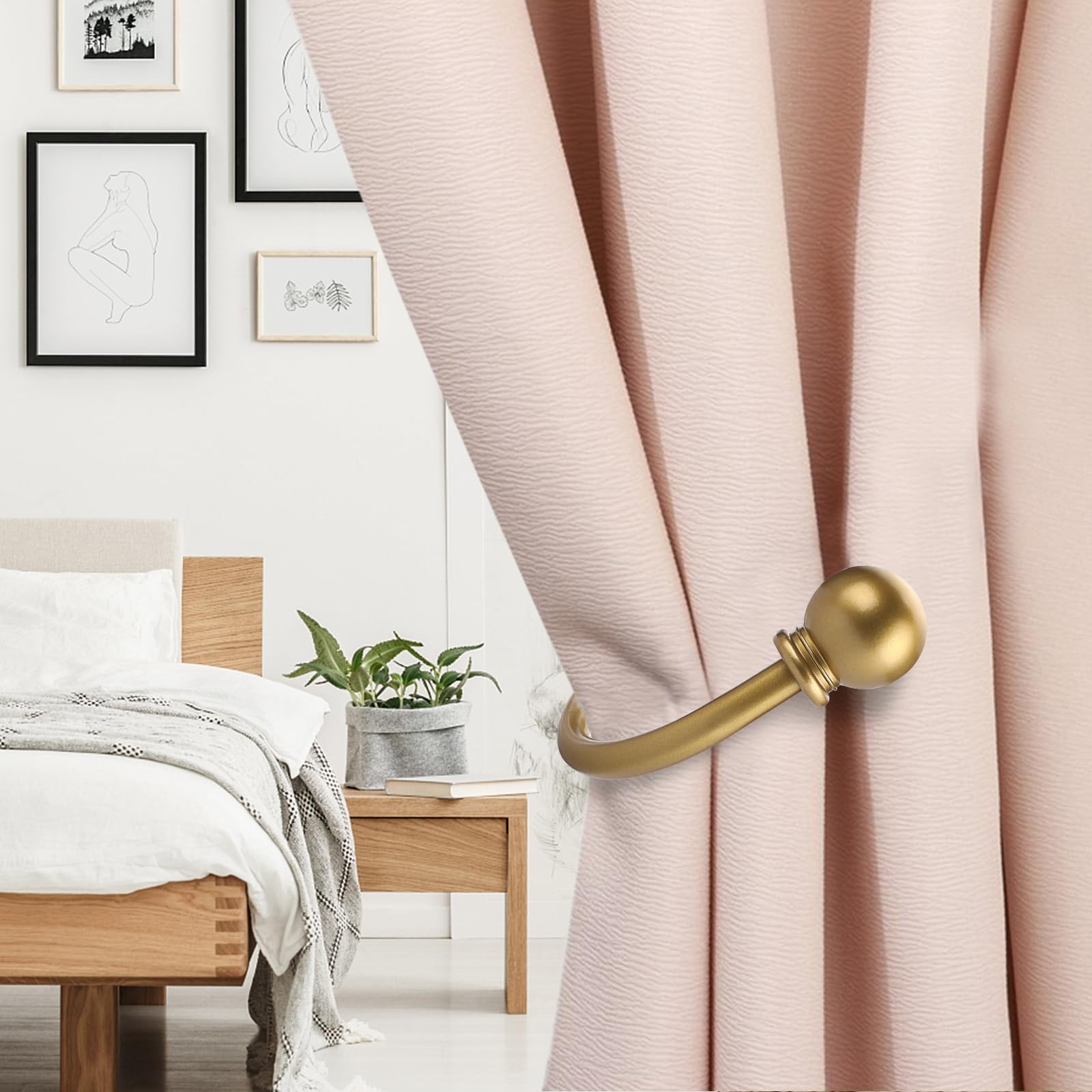 Sumnacon Set of 2 Decorative Curtain Holdbacks, Wall Mounted Aluminum Alloy Wind