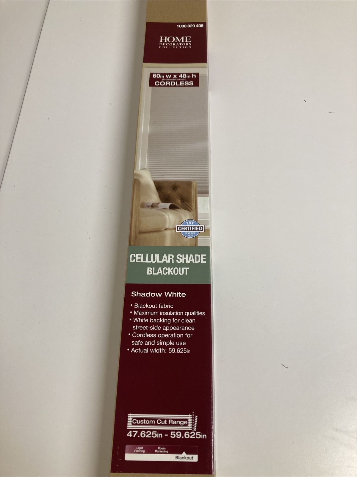 New HDC Cellular Shade Blackout Cordless 60 in x 48 in H Shadow White