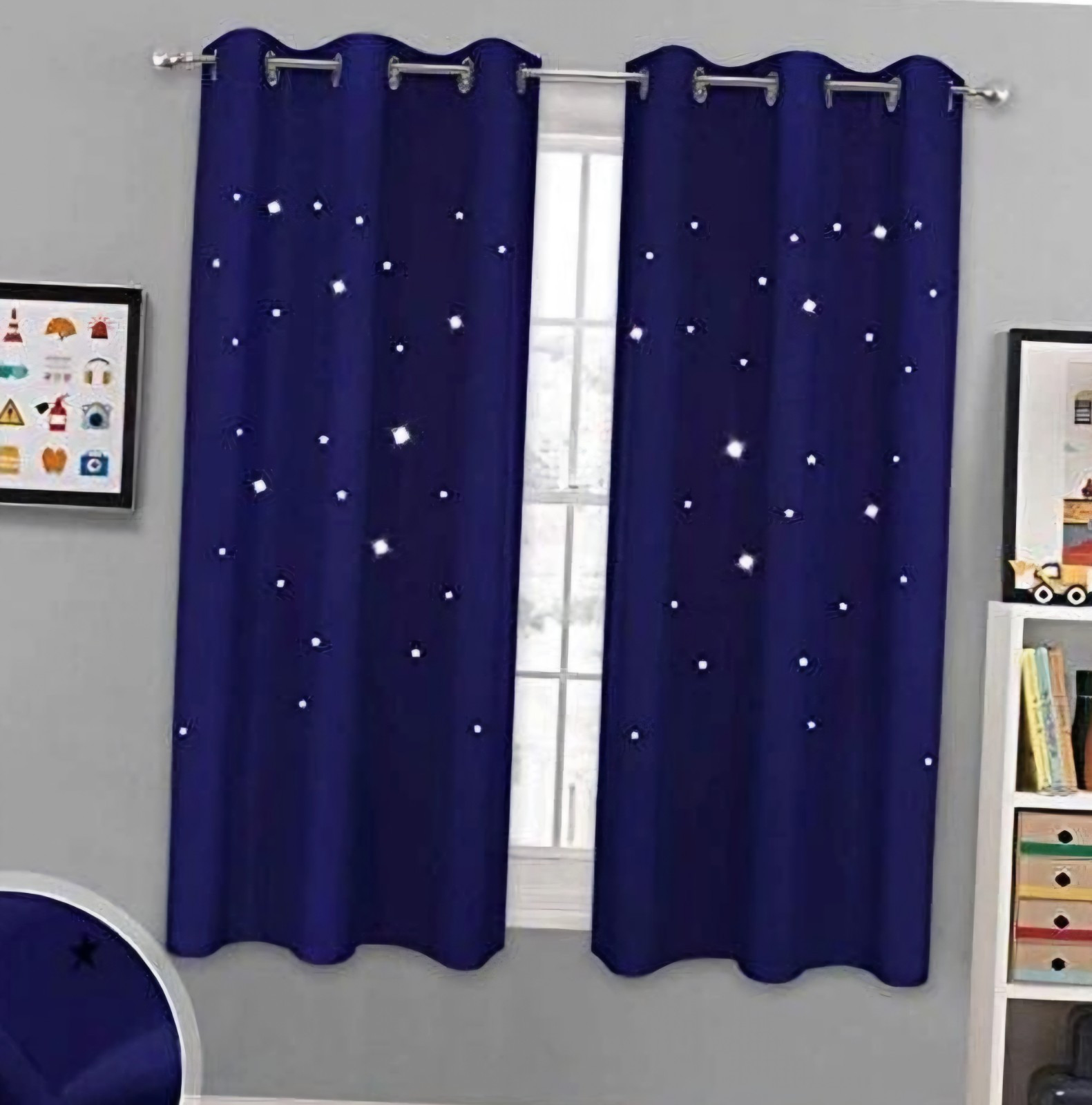 Star Cutout Blackout Curtains for Kid’s Bedroom, Grommet 2 Panels Pair