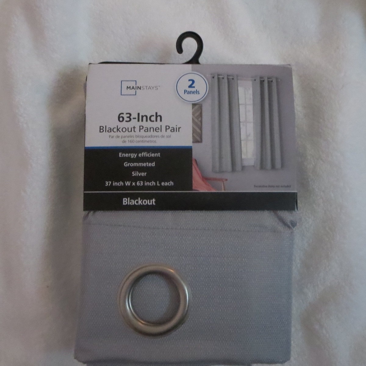 Mainstays 37 W x63 L Blackout Panel Curtains Color SILVER New