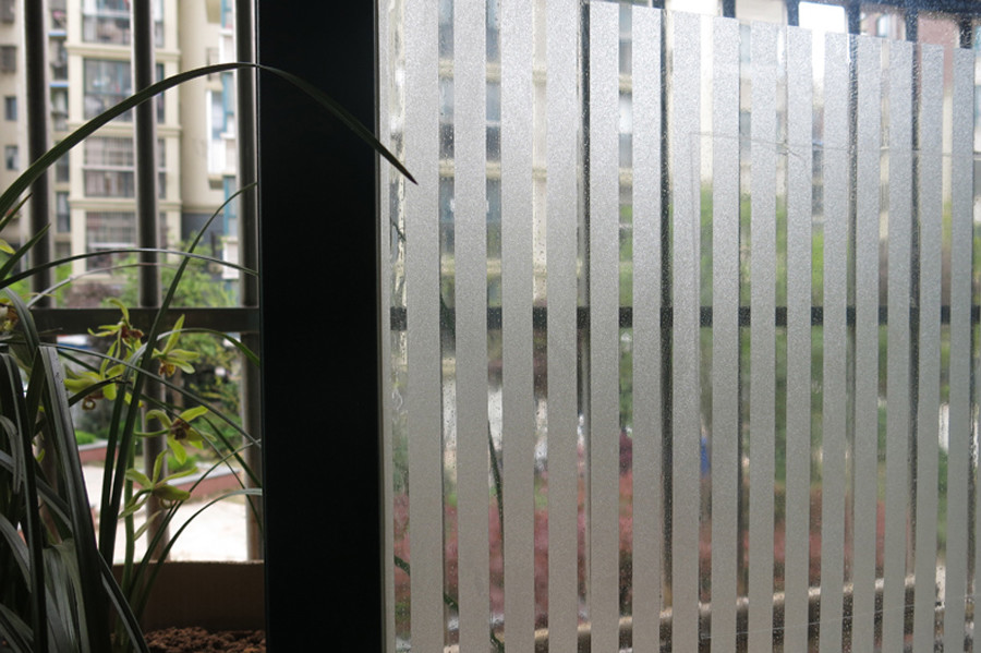 Stripe Frosted Glass Film Static Cling Office Bedroom Bathroom Home Window Tint