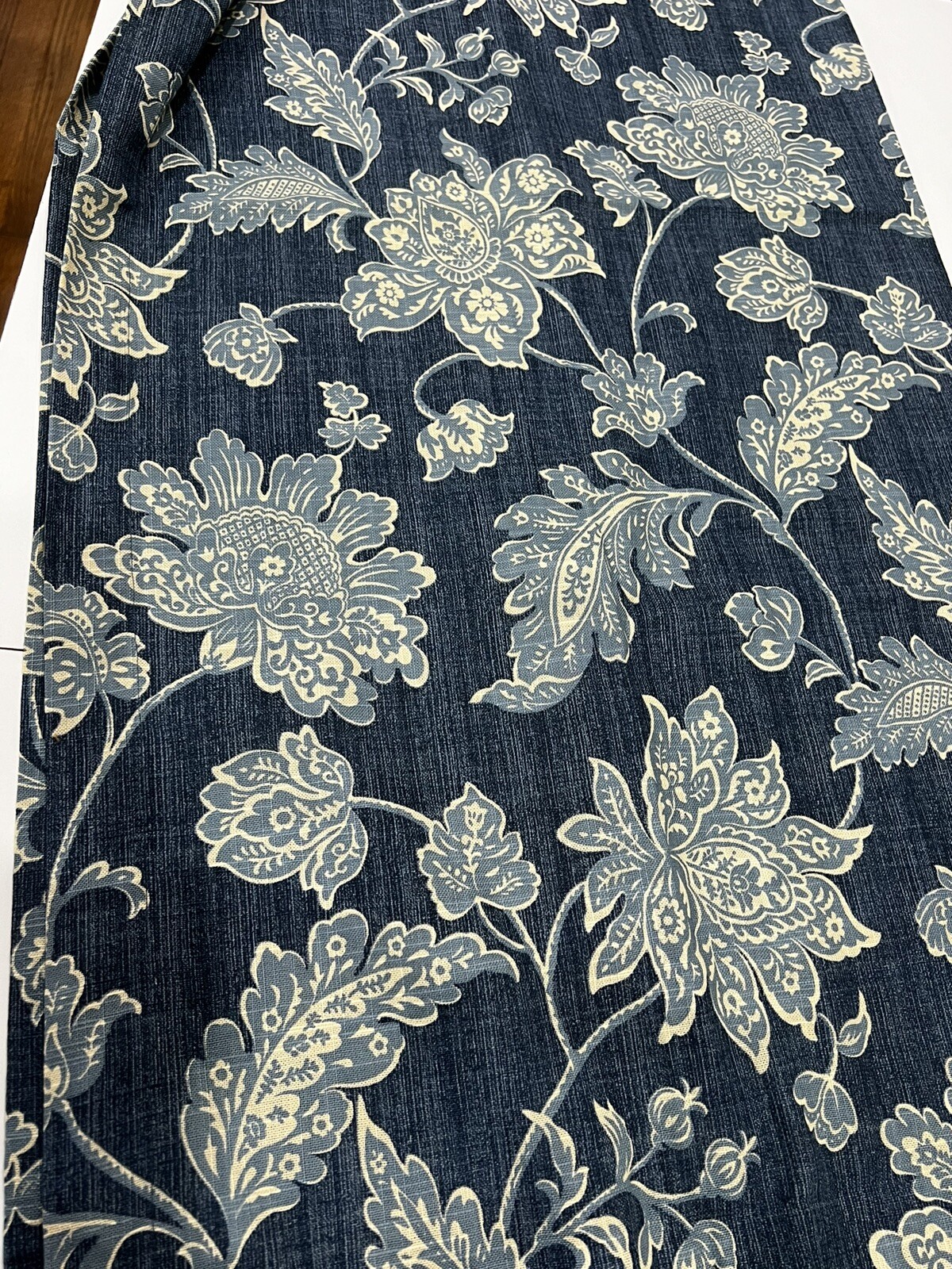 Waverly Home Classics Blue Indigo Indian Print Euc 84 X 42 Cotton Two Panels