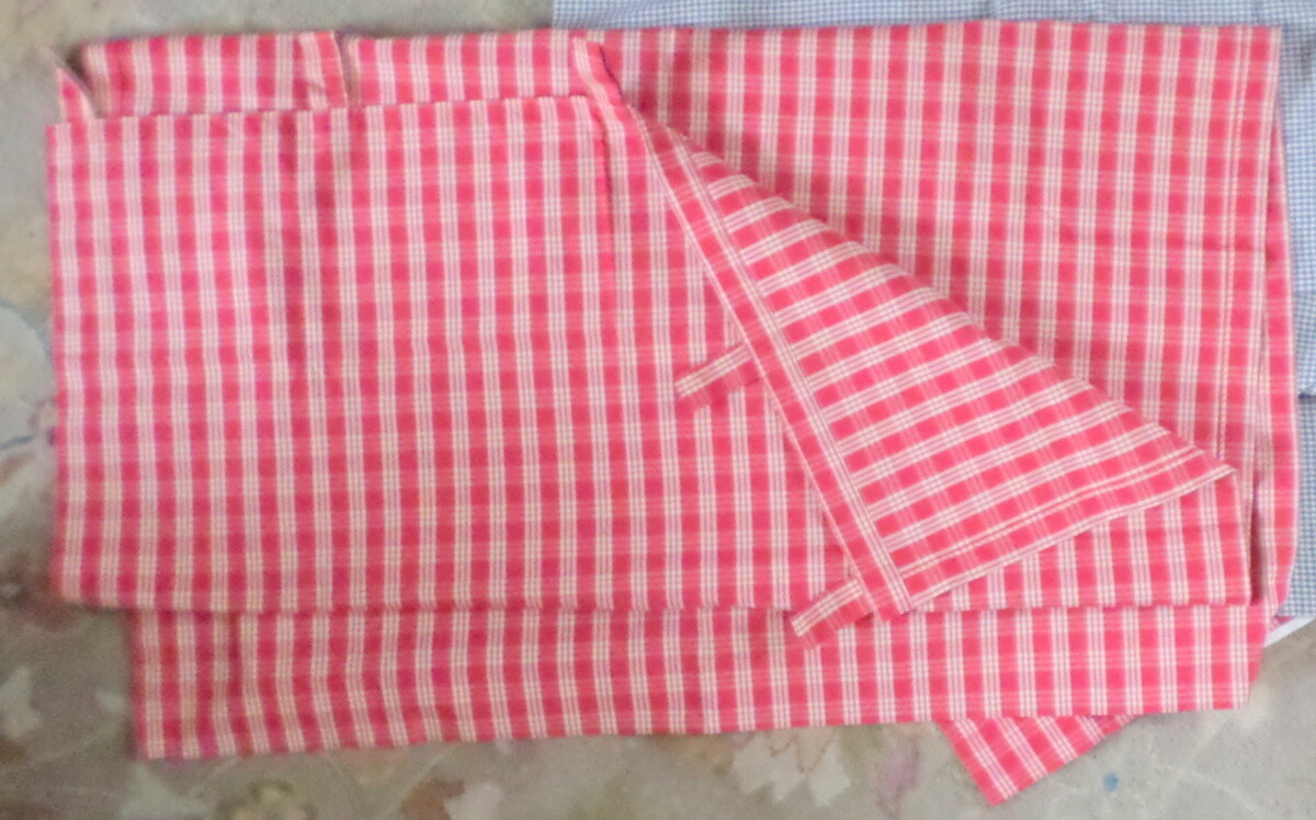 Tab Top Curtain Panel Cotton Country Red Check or Blue Houndstooth BUY 1 OR MANY