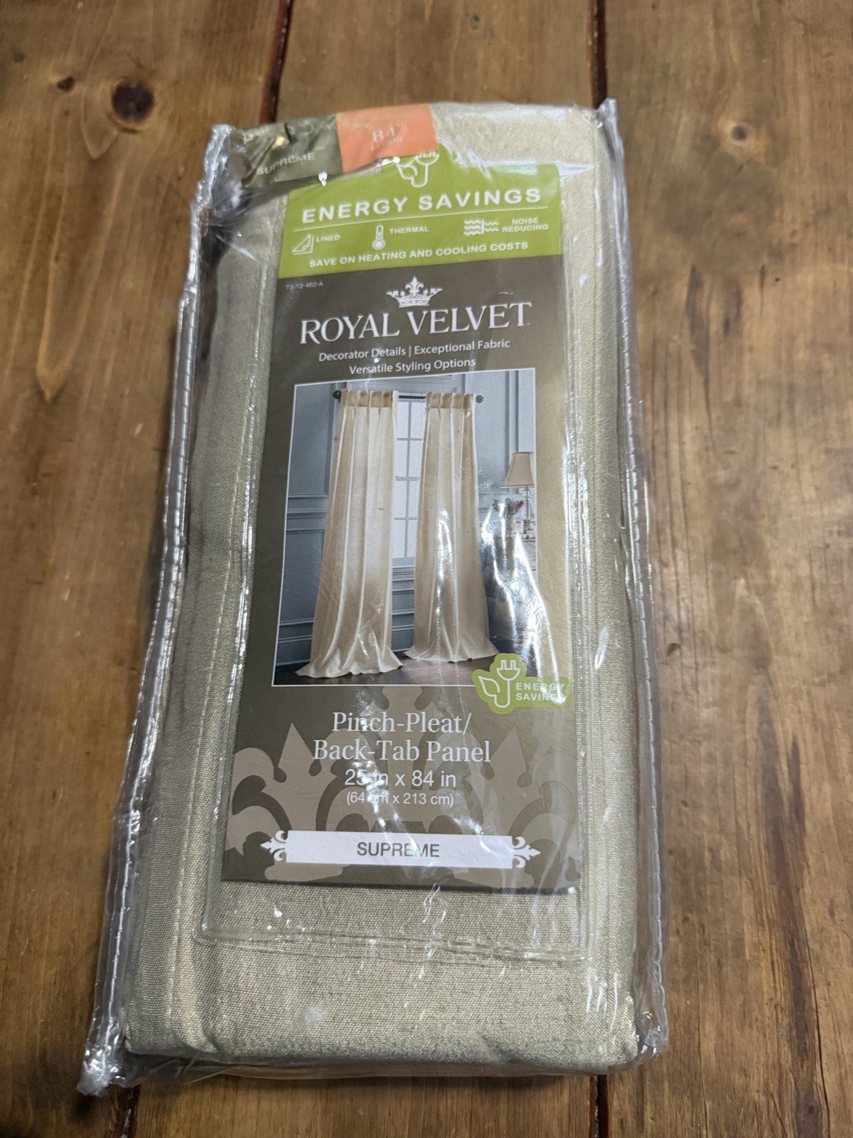 Royal Velvet Pinch Pleat Back Tab Panel in Linen 25 x 84″ JCP Supreme New