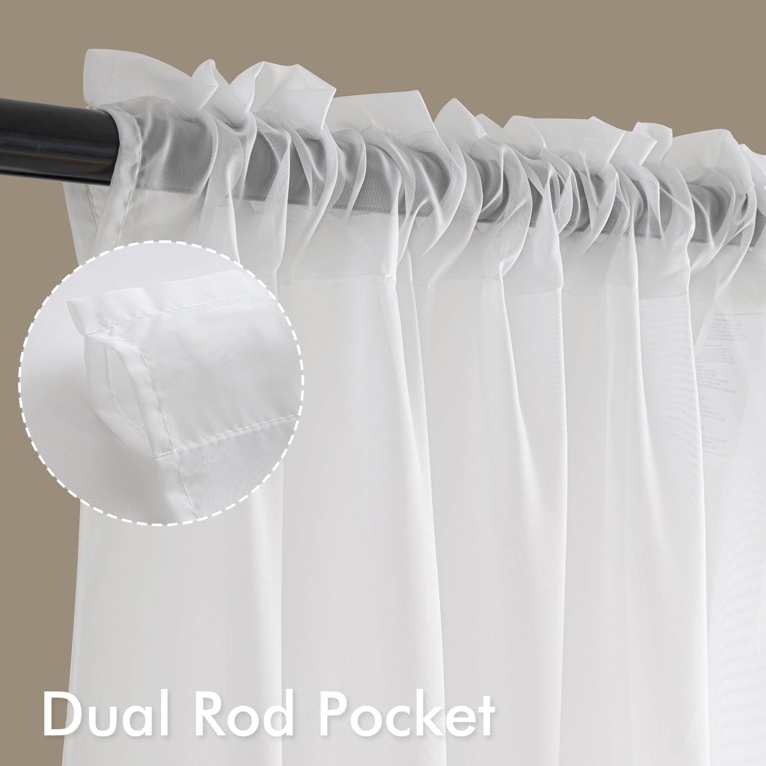 MIULEE Sheer Cafe Curtains 36 Inch 4 Panels White Rod Pocket