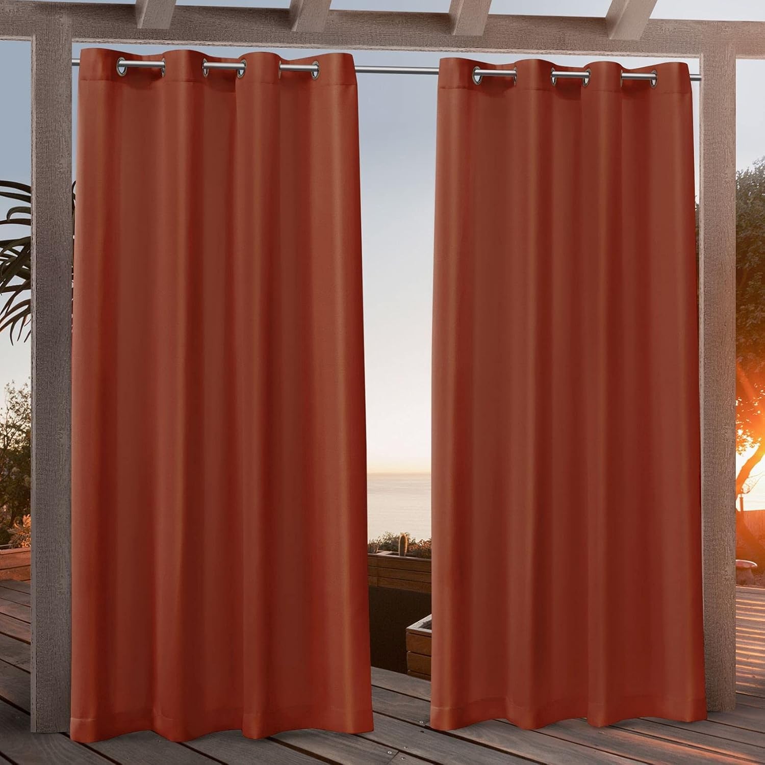 NICOLE MILLER NEW YORK Canvas Indoor/Outdoor Grommet Curtain Panel Pair,