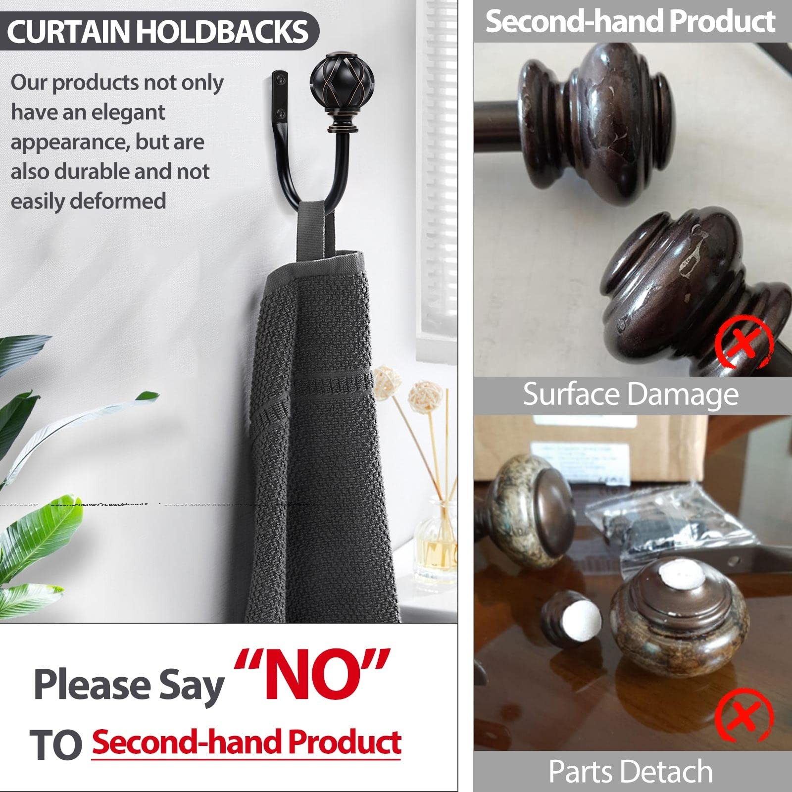 KAMANINA Decorative Curtain Drapery Holdbacks, Curtain Tiebacks Hooks with Sc…