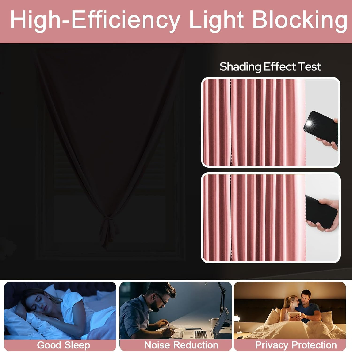 No Drill Blackout Curtains for Windows, Self Adhesive Curtains That Stick On, Ea