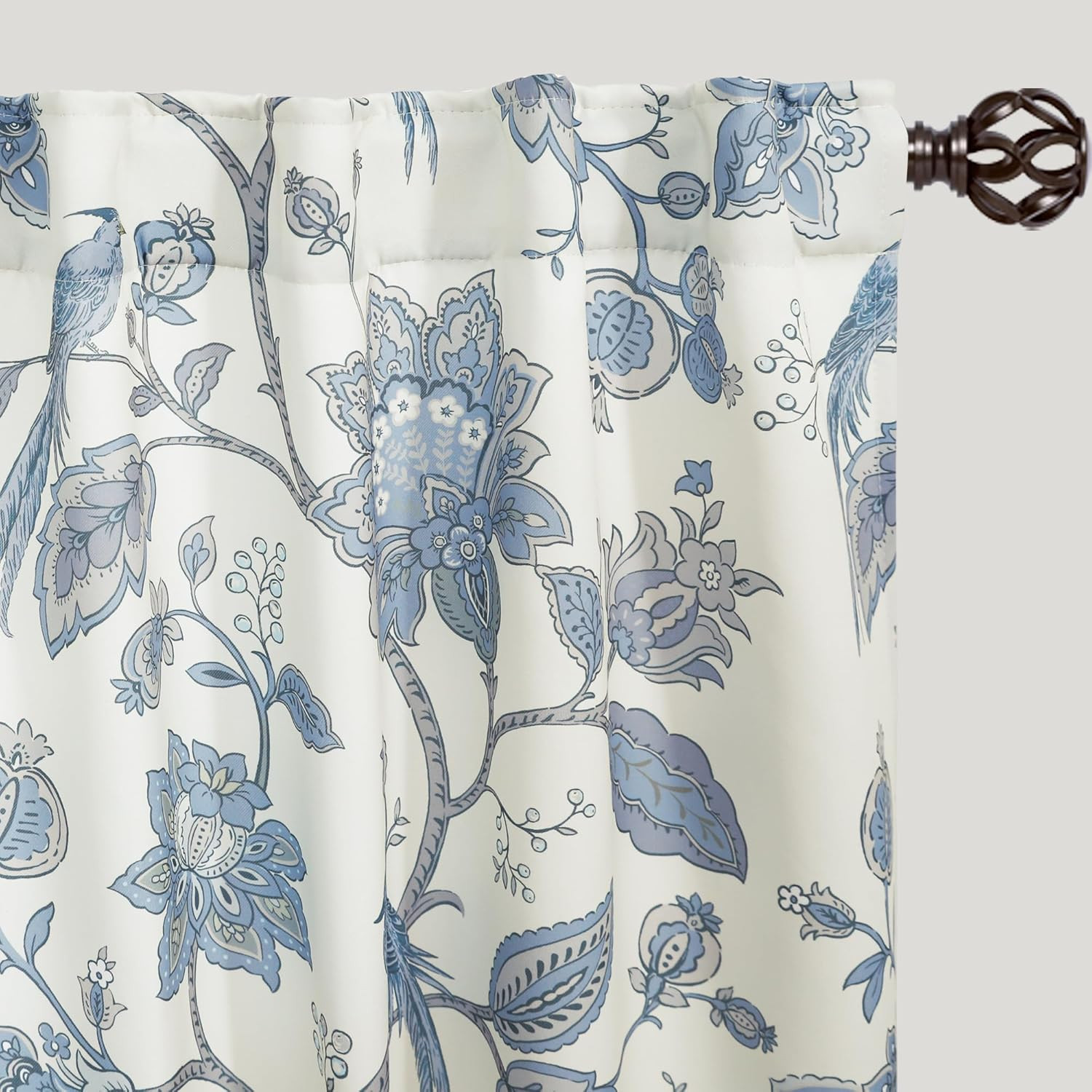 Light Blue and White Curtains,Dusty Sky Blue Grey Floral Toile French Country 70