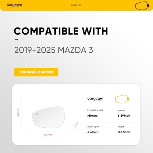 BSD Compatible with Mazda 3 Driver Side Mirror, 2019 Driver Side(Blind Spot)