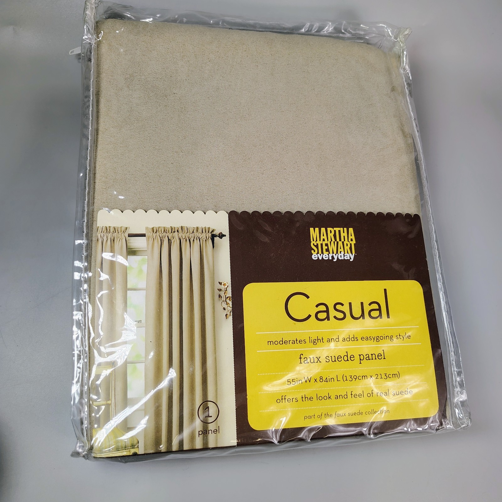 HTF 1 Martha Stewart Everyday Faux Suede Panel Casual Curtain NIP 55 x 84” 2006