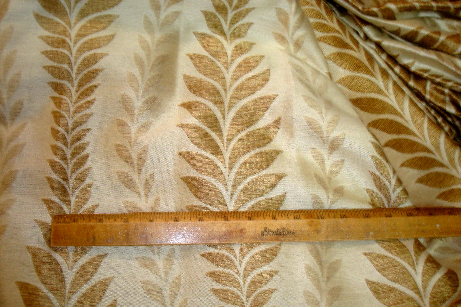 Gorgeous Custom DRAPES Gold Leaf Trellis Jacquard Pinch pleat 2 panels 85″ lg