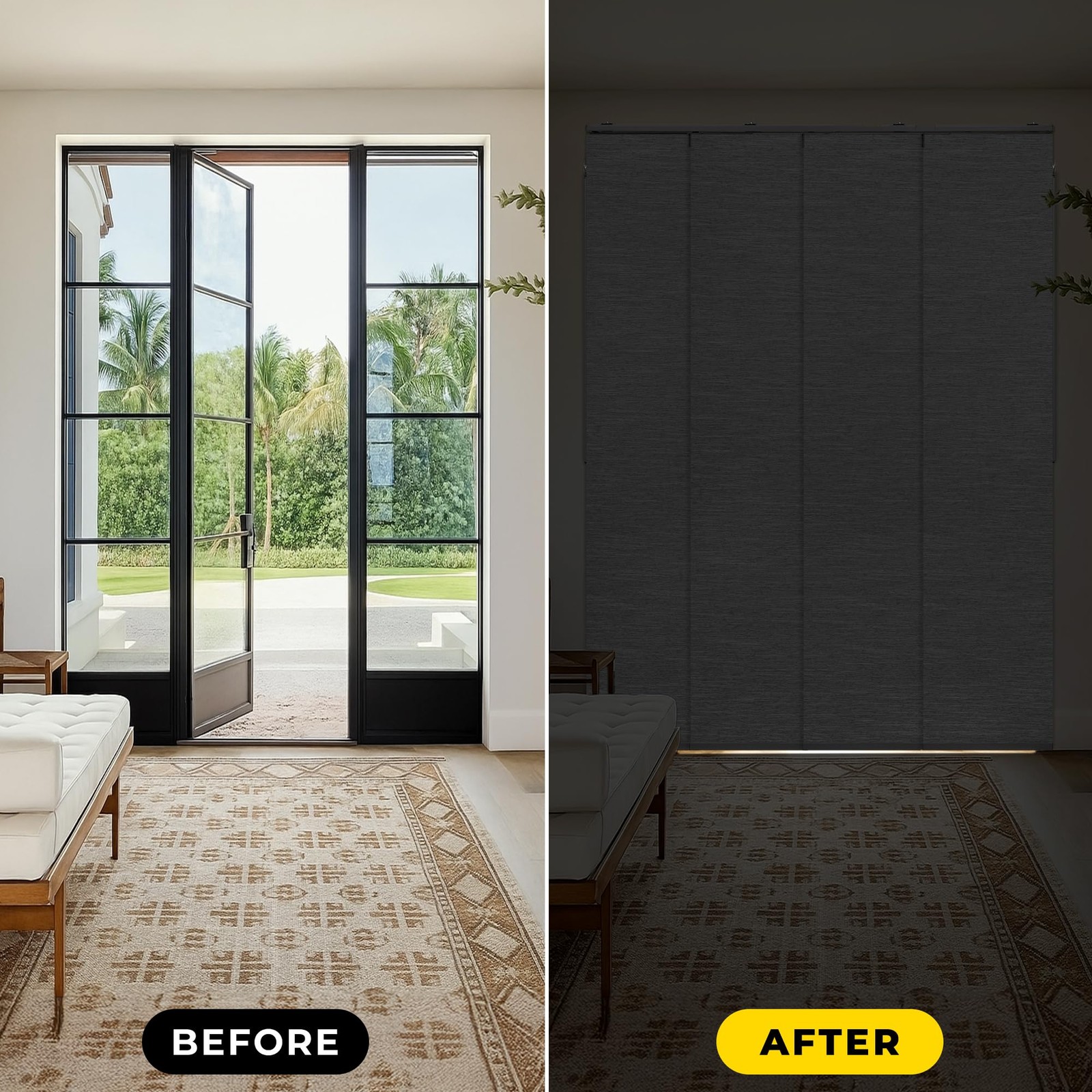 Panel Track Blinds for Sliding Doors, Blackout Grey