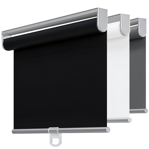 Cordless 100% Blackout Roller Shades for Windows,UV Protection Pull Down Shad…