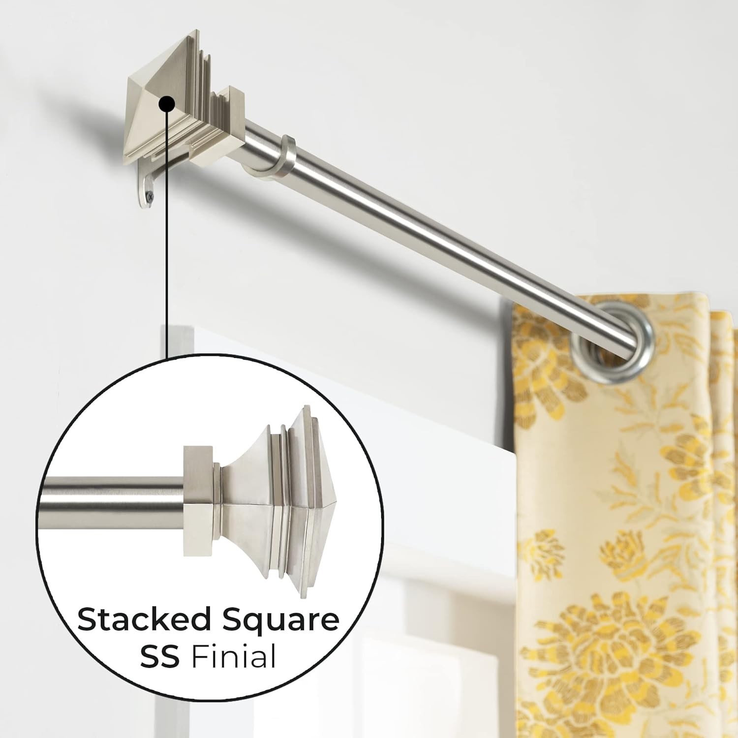 New Window Satin Silver Curtain Rod 1″ Adjust/Brackets Set 36″ to 66″ Fast Ship