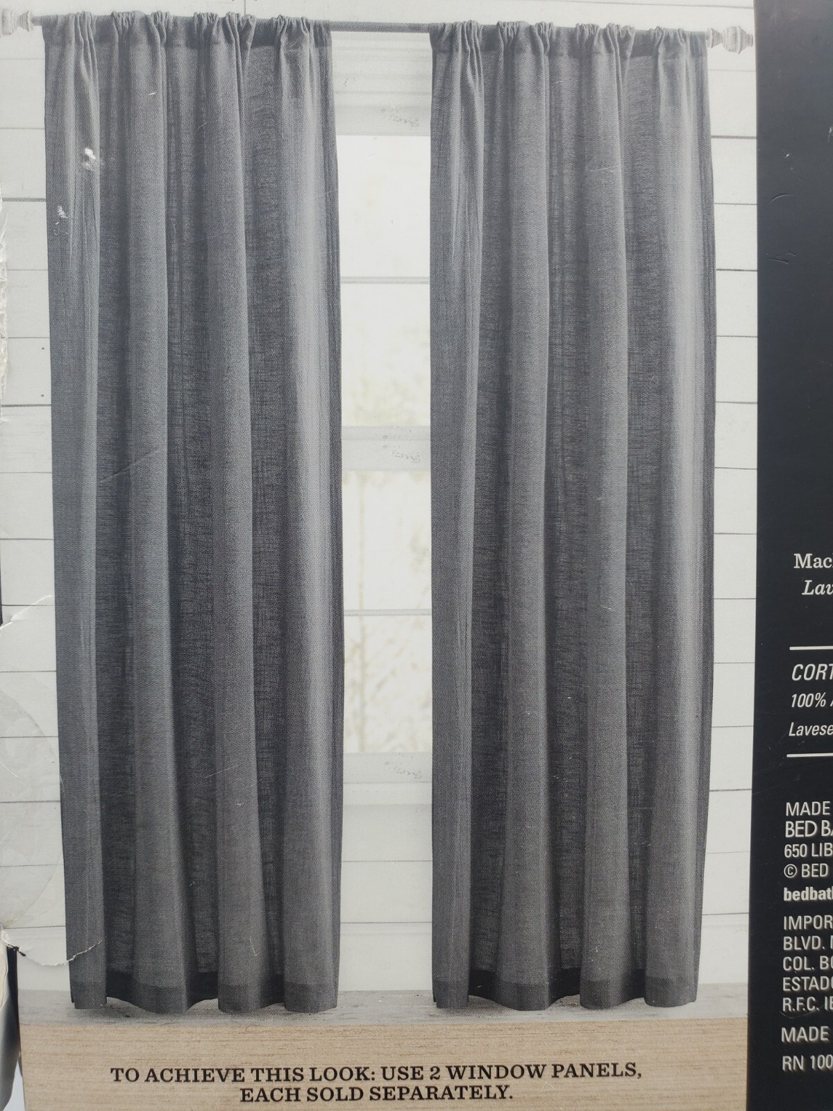 Bee & Willow Home Window Curtain Panel 50″ x 84″ Somerton Pocket Charcoal Gray