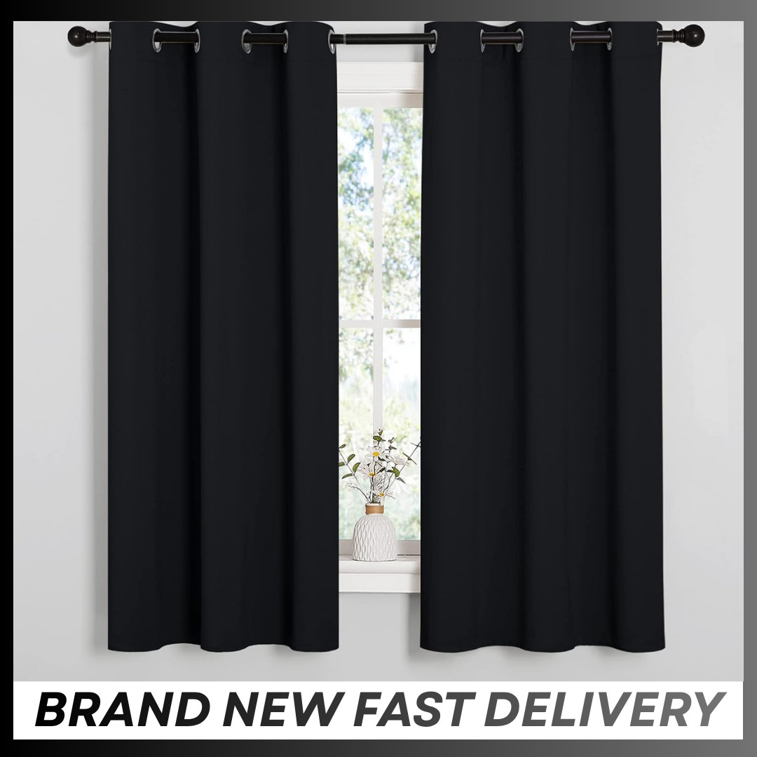 NICETOWN Black Blackout Curtains 42×63 Thermal Insulated Grommet 2 Panels