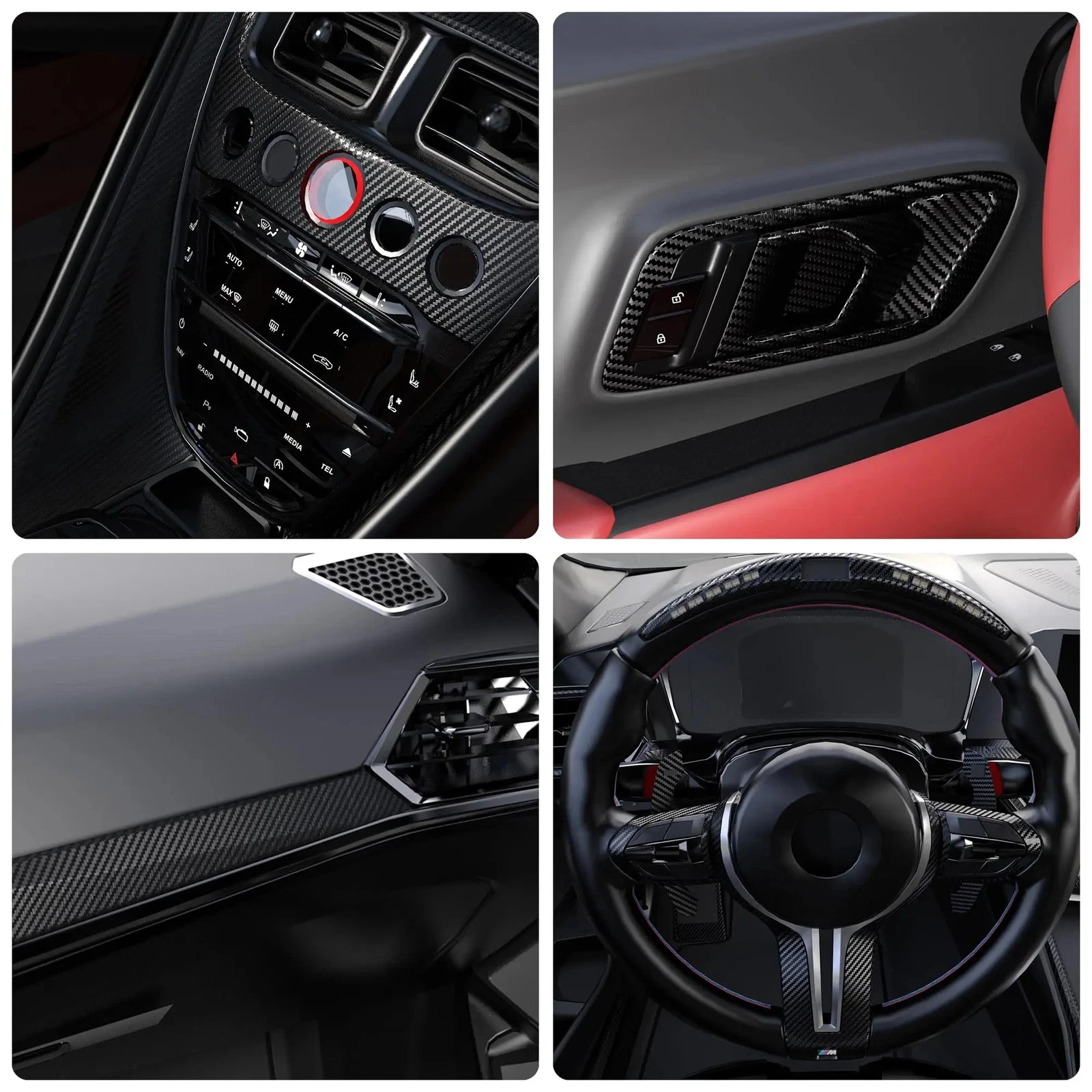 Carbon Fiber Car 3D Tape Sticker Door Mirror Self Adhesive Paste Protector Strip