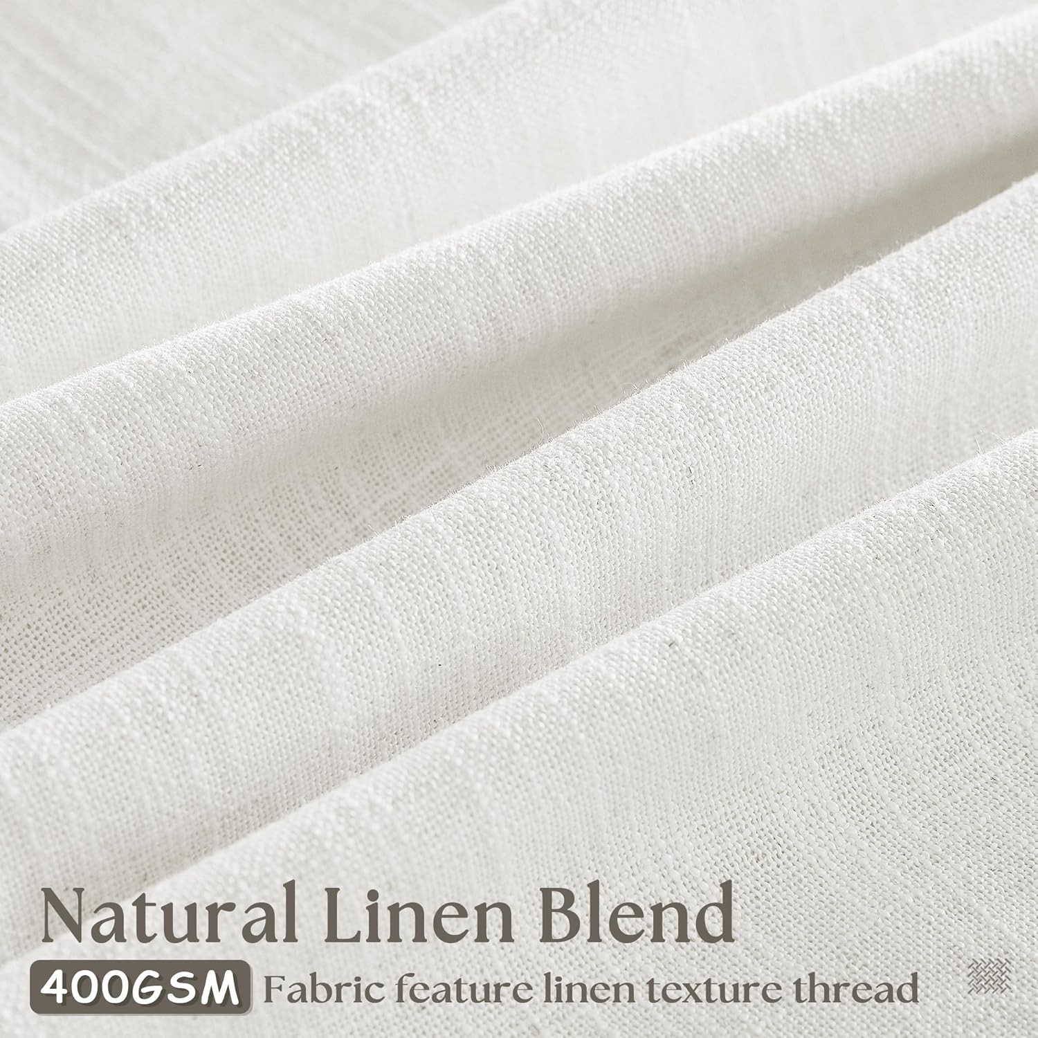 Beige White Pinch Pleated Linen Curtains 2 Panels 105 Inches Long for Living Roo