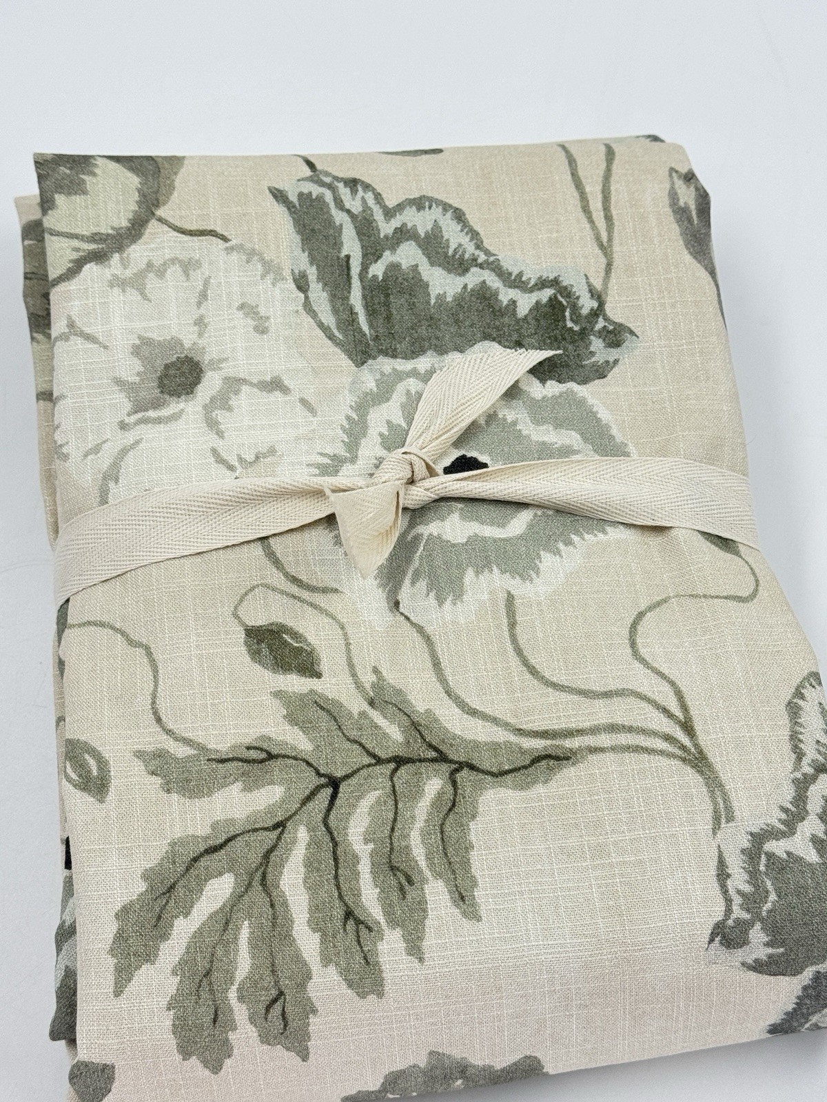 West Elm Poppy Blooms Cotton Lined Curtain (1) 48”x84 Vetiver Green