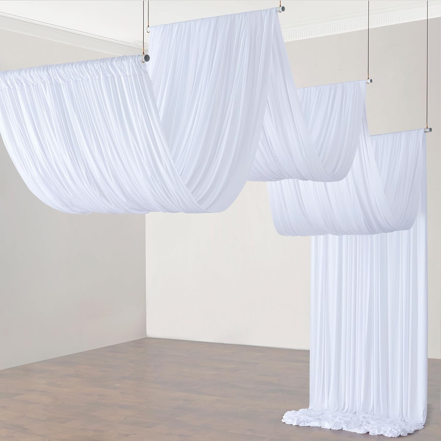 Chic 10ft x 20ft White Ceiling Drapes – Perfect for Weddings & Tent Decorations