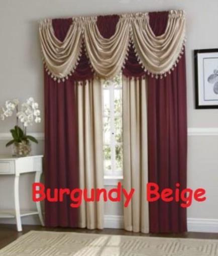 Luxurious Hyatt Window Curtain Panel or Waterfall valance assorted colors