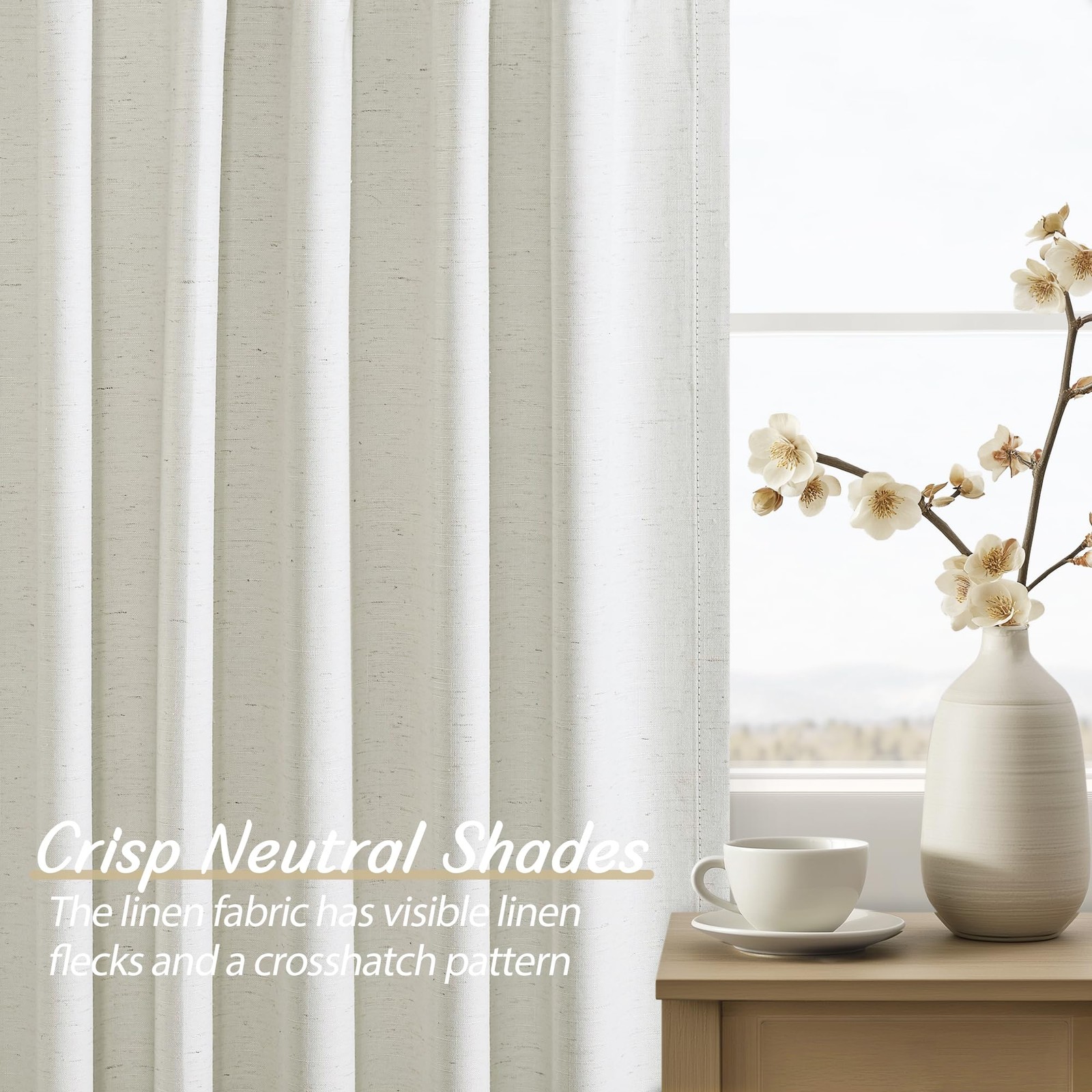 Blackout Curtains 54 Inch Long for Kitchen, Natural Beige 2 Panels