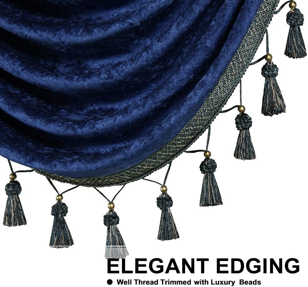 ELKCA Soft Blue (Pic looks much darker) Chenille Waterfall Valance 98″ 3 Swag