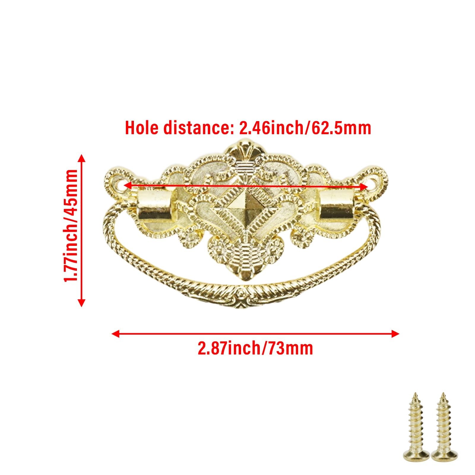 8pcs Vintage Antique Cabinet Bail Pull Handle Gold Drop Ring Pulls 2.5″ Holes…