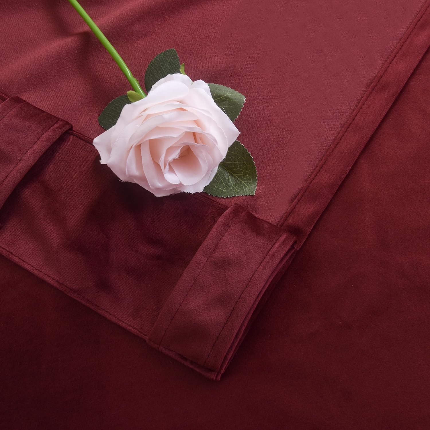 Ruby Wine Velvet Thermal Curtains 63 inches Long Back Tab Luxury Soft Velvet
