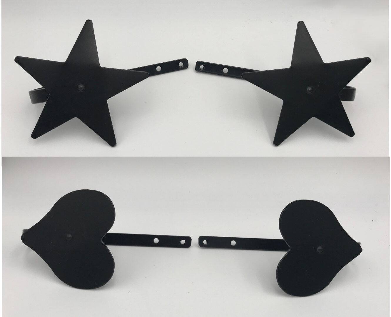 Curtain Tie Back – Heart or Star – Set of 2 – Amish made out of Wrought Iron