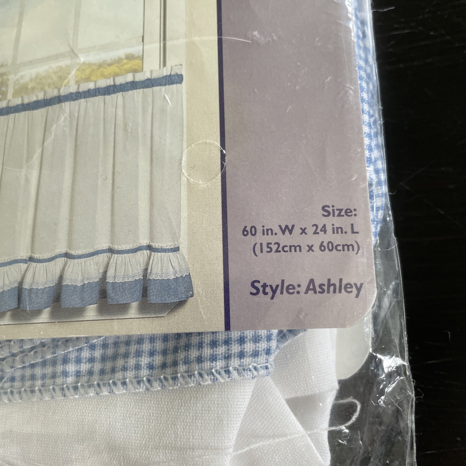 Vintage Home Essentials Country Blue Gingham Valance & Ruffled Tier Window Set