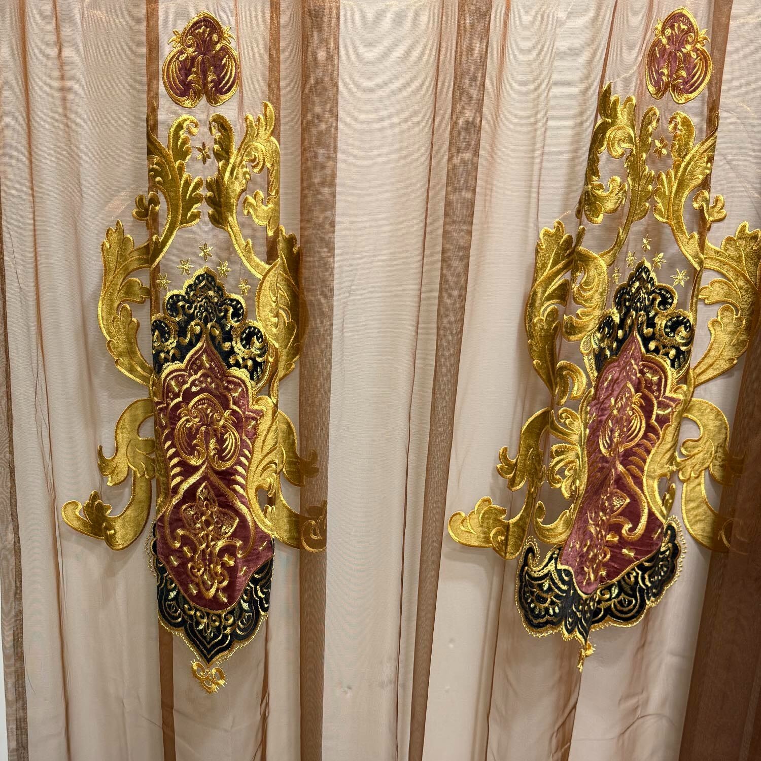 embroidery luxury velvet European window livingroom valance curtain tulle M1943