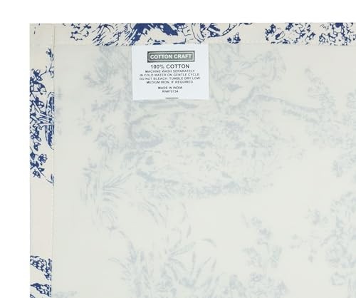 COTTON CRAFT Café Curtains – Tier Window Treatment Curtains – Blue White