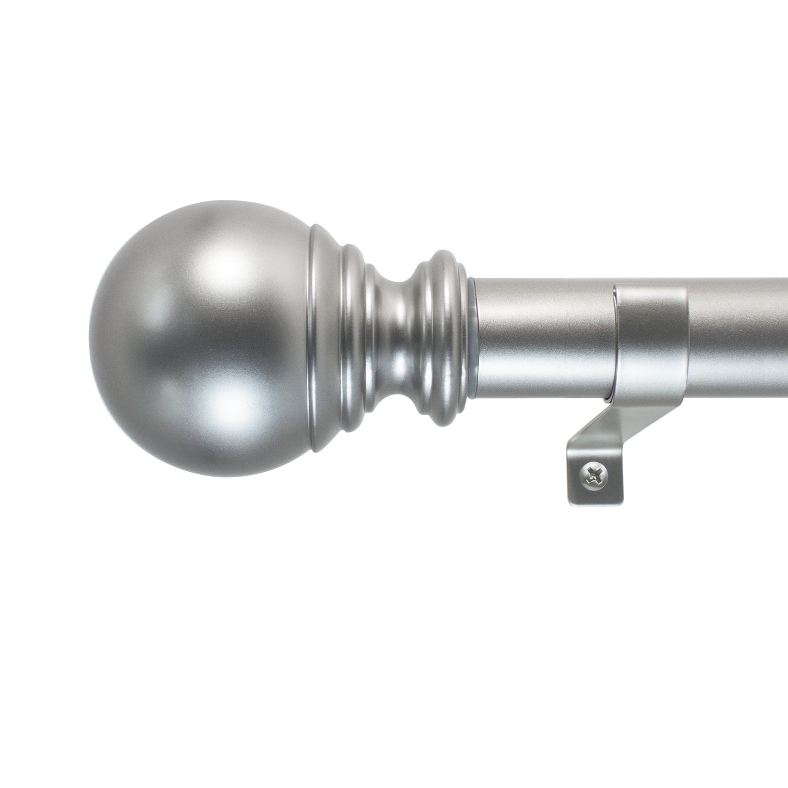 Silver Adjustable Ball Curtain Rod 1 Inch 18 to 36 Inches Length Drapes Windows