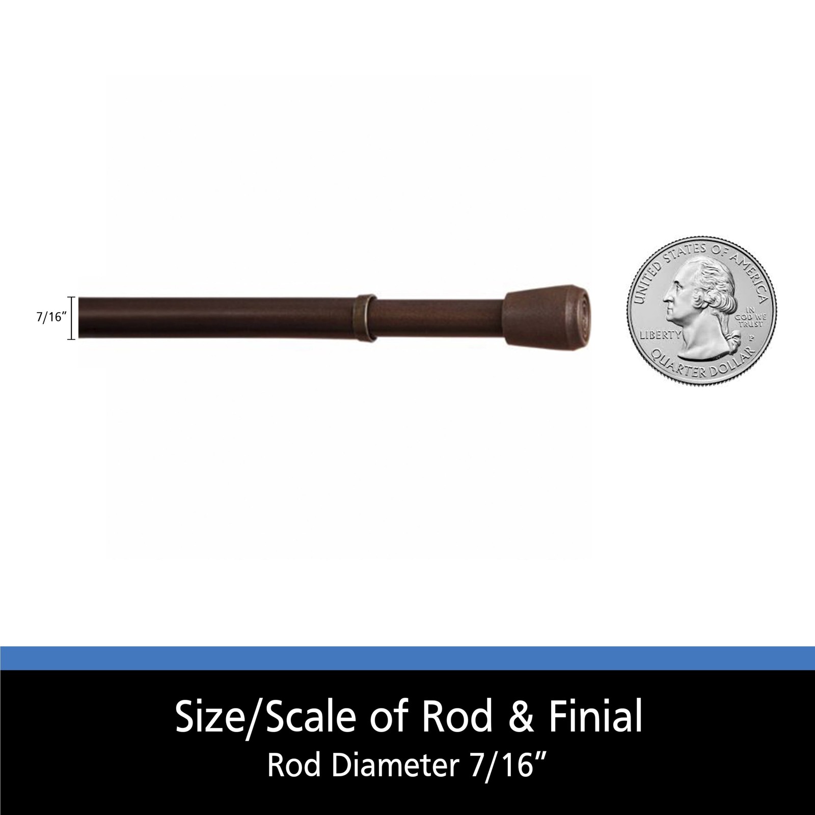 (2 pack 7/16″ Adjustable Tension Curtain Rod 28-48″ White
